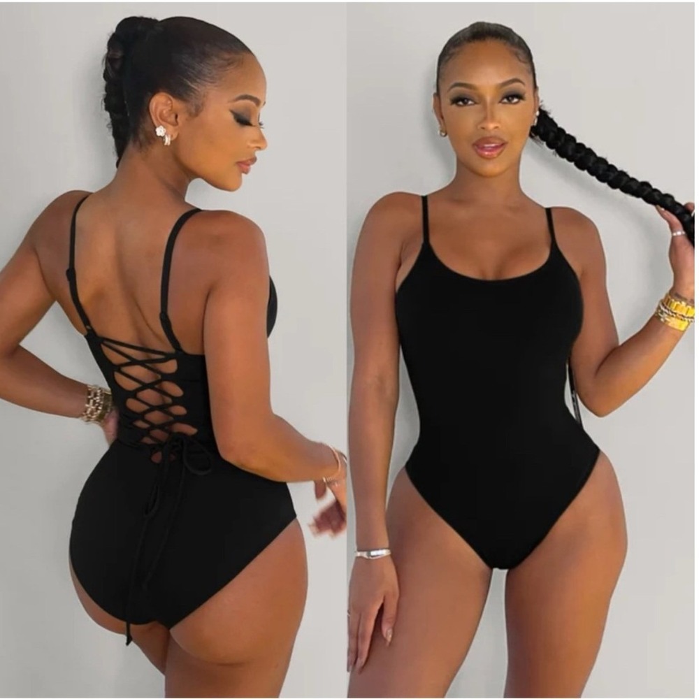 NEW TA3 Lacey Sculpting One Piece Swimsuit Black XS Regular Long‎ NWT